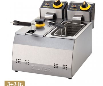 Kapaklı Fritöz Elektrikli 3 +3 lt