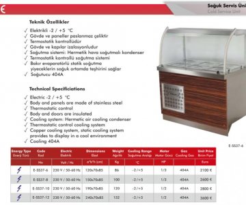 120*70*85 ELEKTRİKLİ SOĞUK SERVİS ÜNİTESİ